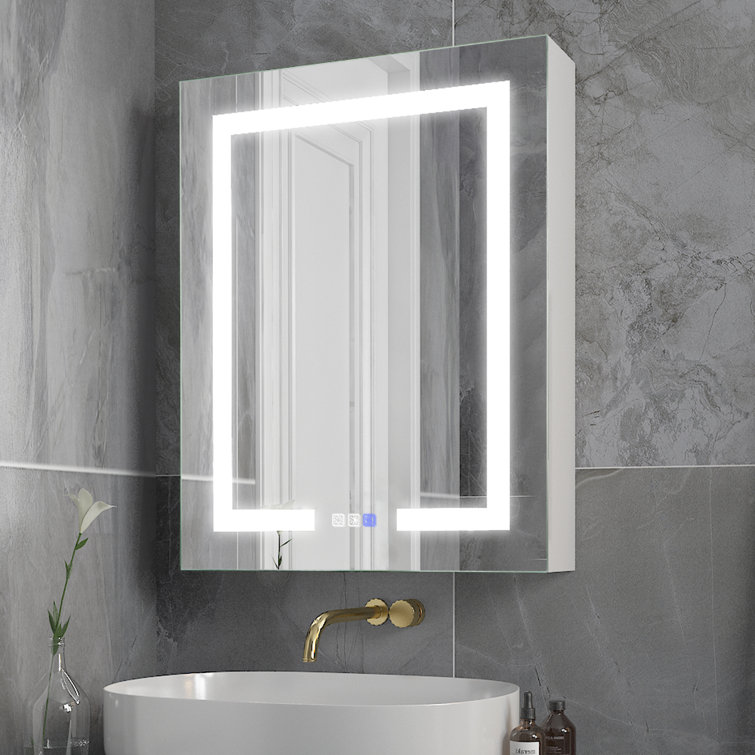 Orren Ellis Matthea 24 W 30 H Surface or Recessed Mount Frameless Doors Medicine Cabinet Electrical Outlet Orientation Right